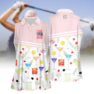 I Love Cocktails And Tails Golf All Over Print Sleeveless Polo Shirt, Idea Shirt for Golf Lover