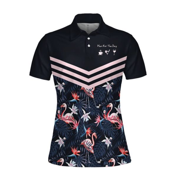 Plan For The Day Flamingo Tropical Golf Women Short Sleeve Polo Shirt Sleeveless Polo Shirt