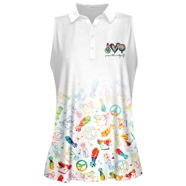 Peace Love Golf Tie Dye Women Short Sleeve Polo Shirt Sleeveless Polo Shirt