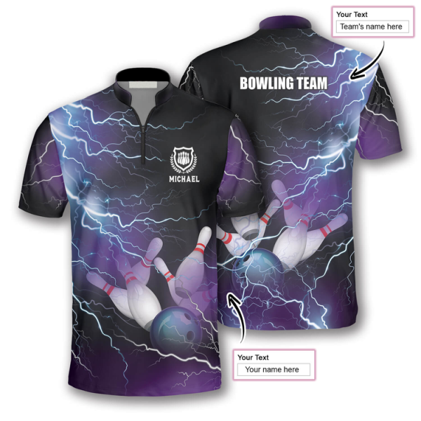 Bowling Strike Thunder Lightning Custom Bowling Jerseys for Men, Uniform Shirt for Bowling Team